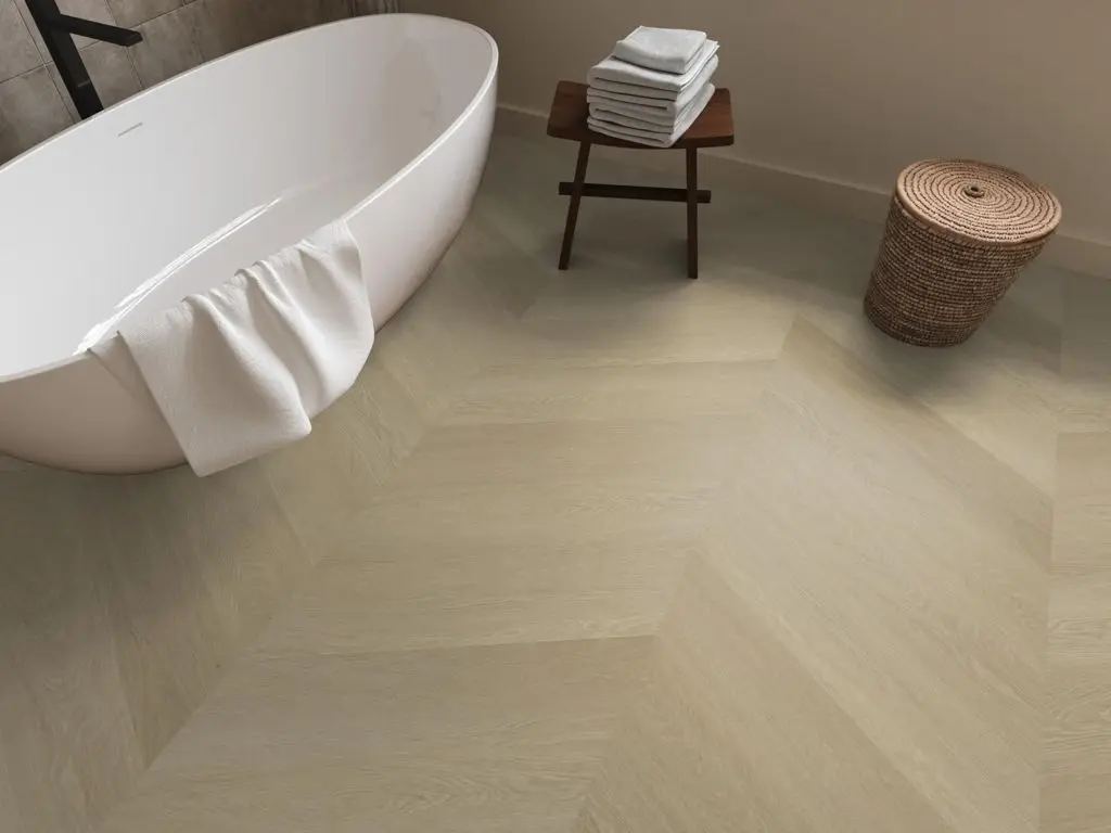 Ruimte met de pvcvloer Ambiant Spigato Estino hongaarse punt Natural oak (sfeerbeeld 5)