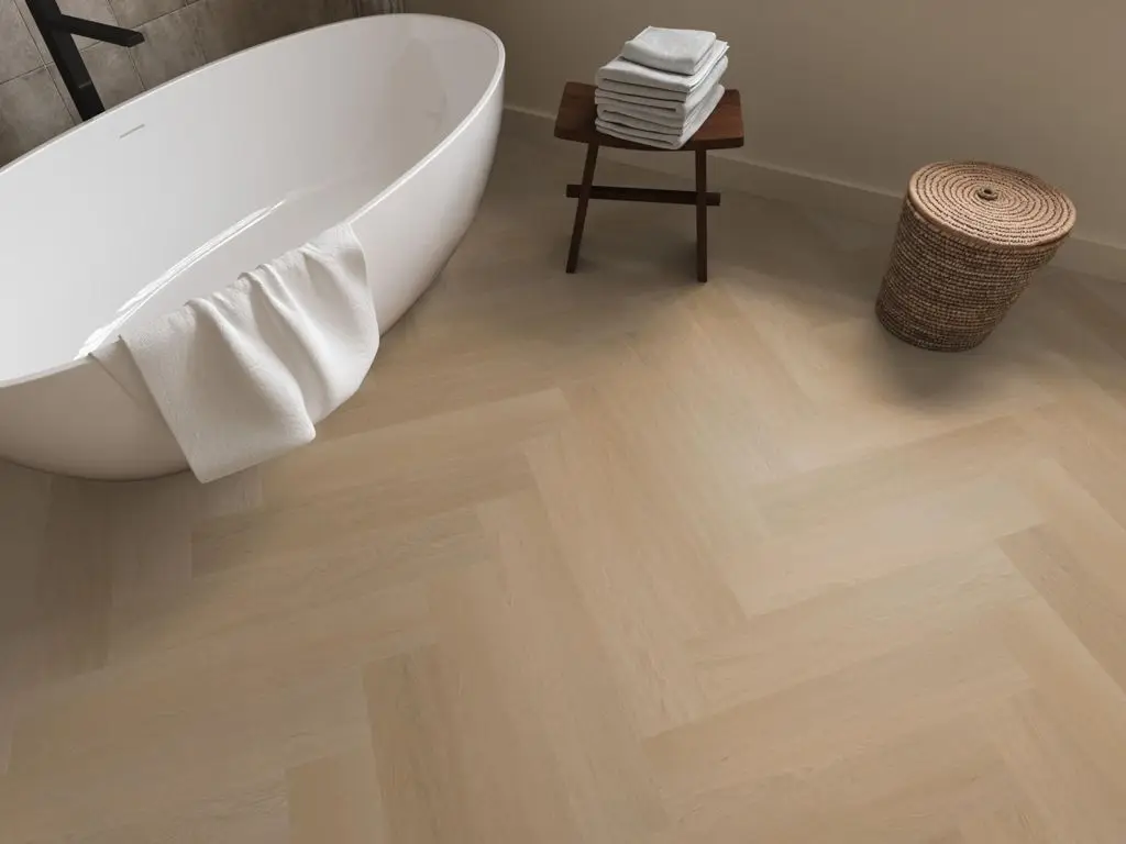 Ruimte met de pvcvloer Ambiant Spigato Estino visgraat Dryback natural oak (sfeerbeeld 5)