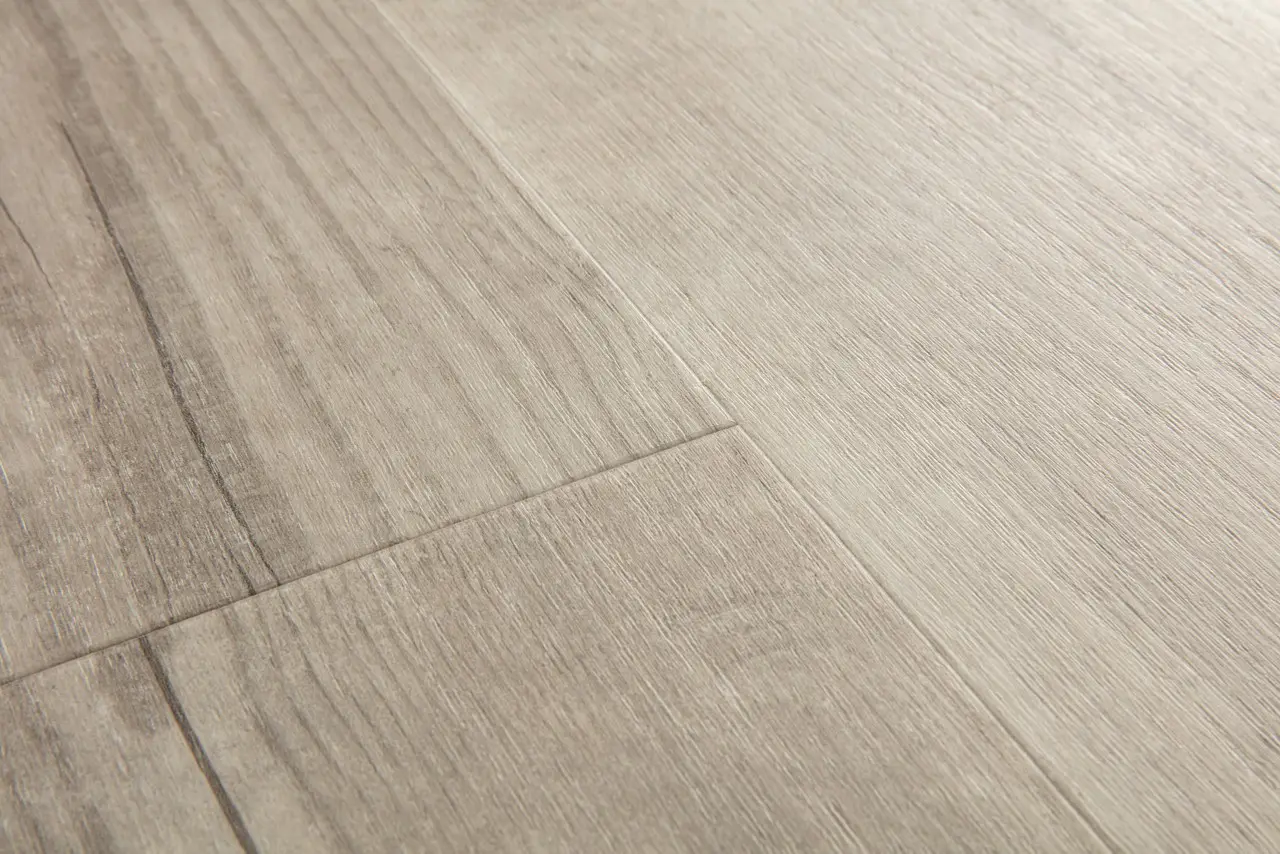 Close-up van de structuur van Quick-Step Bloom Ochtendmist den