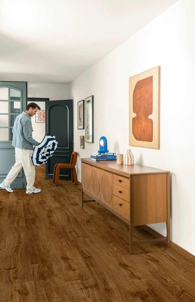 Ruimte met de pvcvloer Quick-Step Bloom Herfstbruine eik