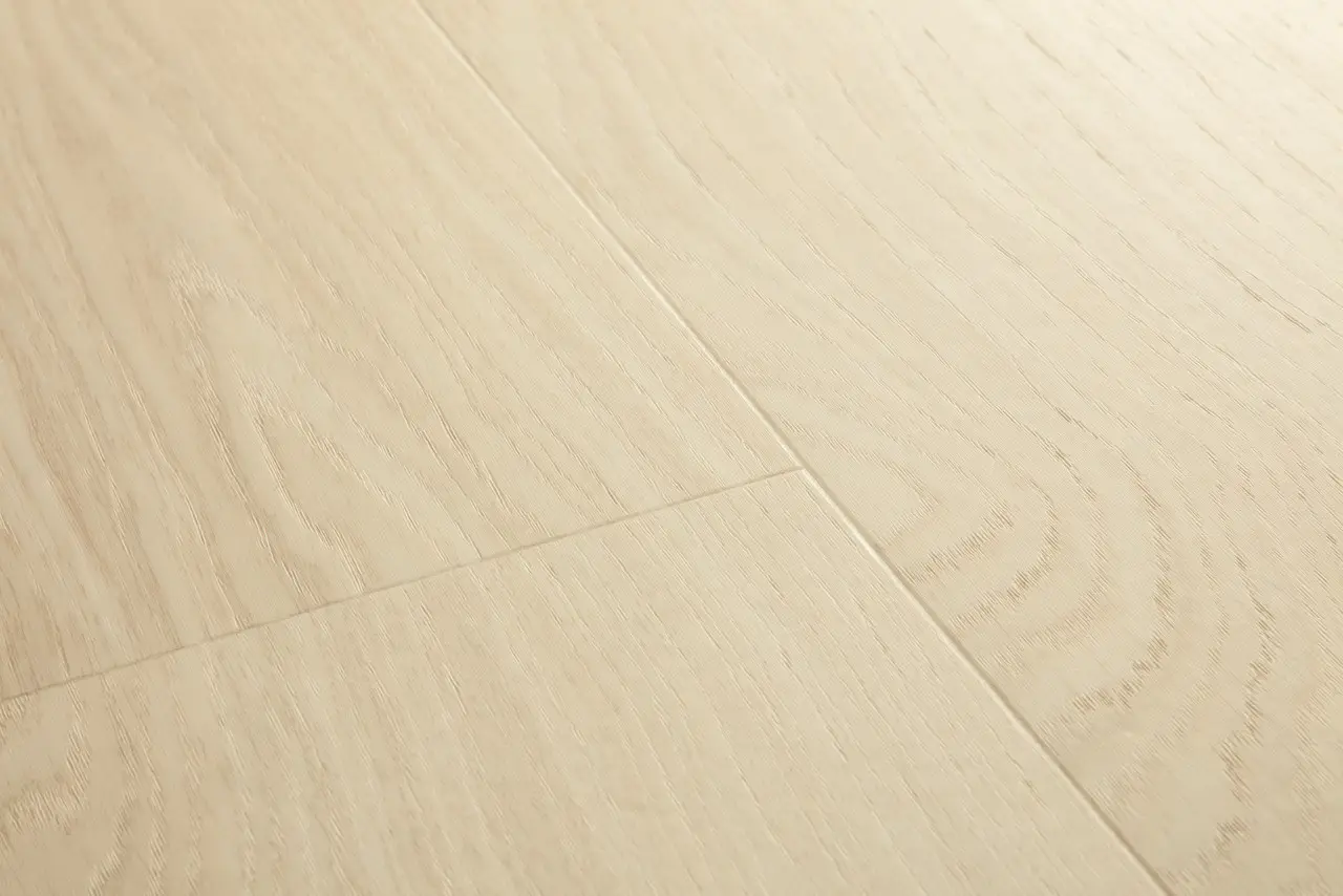 Close-up van de structuur van Quick-Step Bloom Pure eik polair