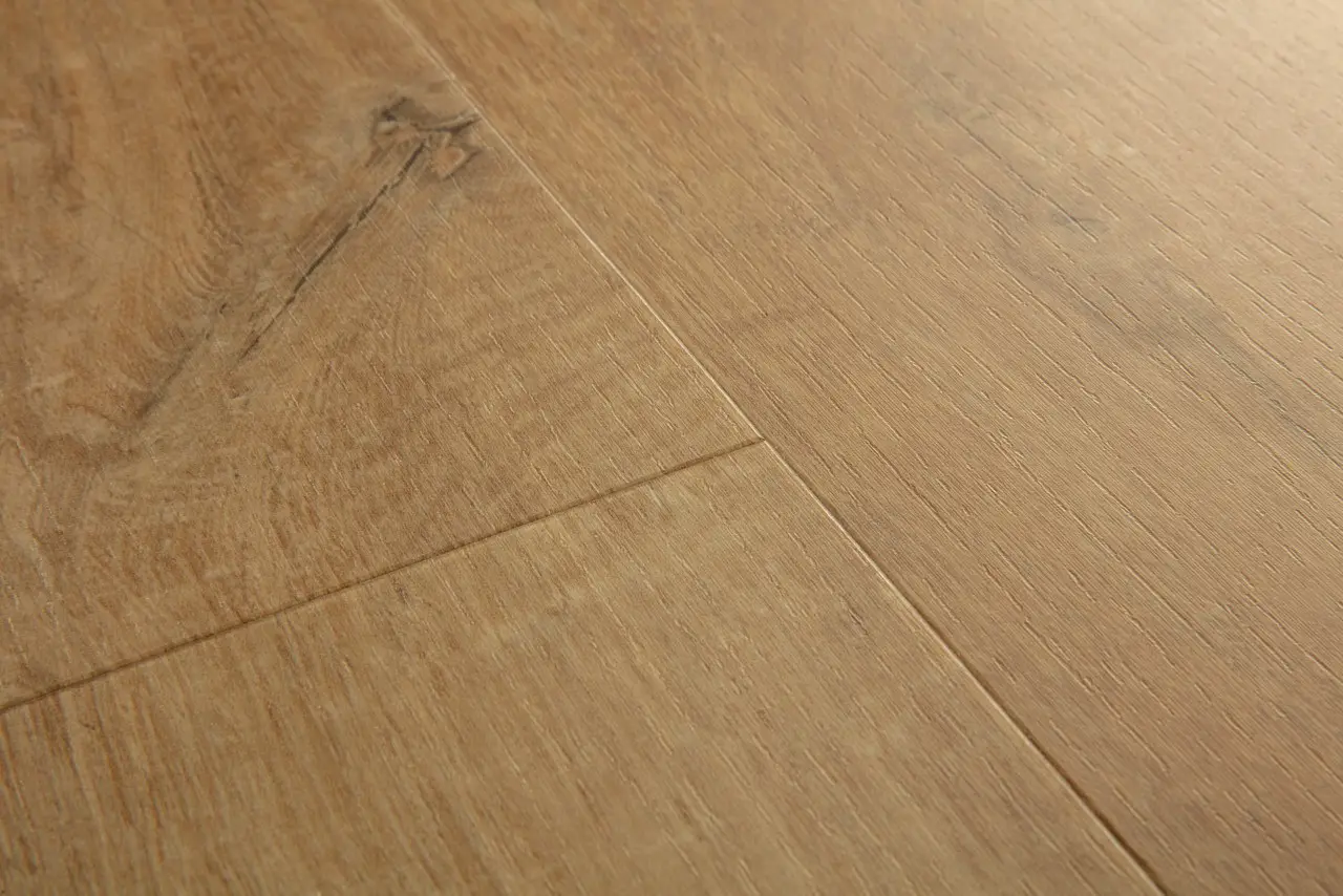 Close-up van de structuur van Quick-Step Bloom Katoen naturelle eik