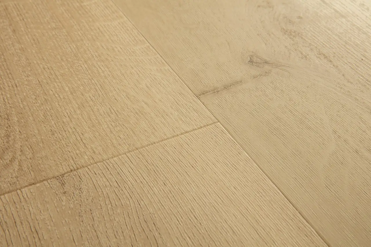 Close-up van de structuur van Quick-Step Bloom Botanisch beige