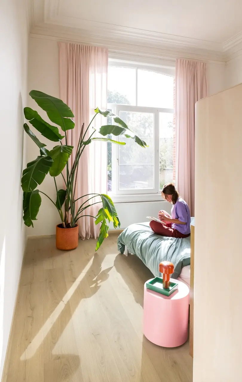 Ruimte met de pvcvloer Quick-Step Bloom Geborstelde beige eik