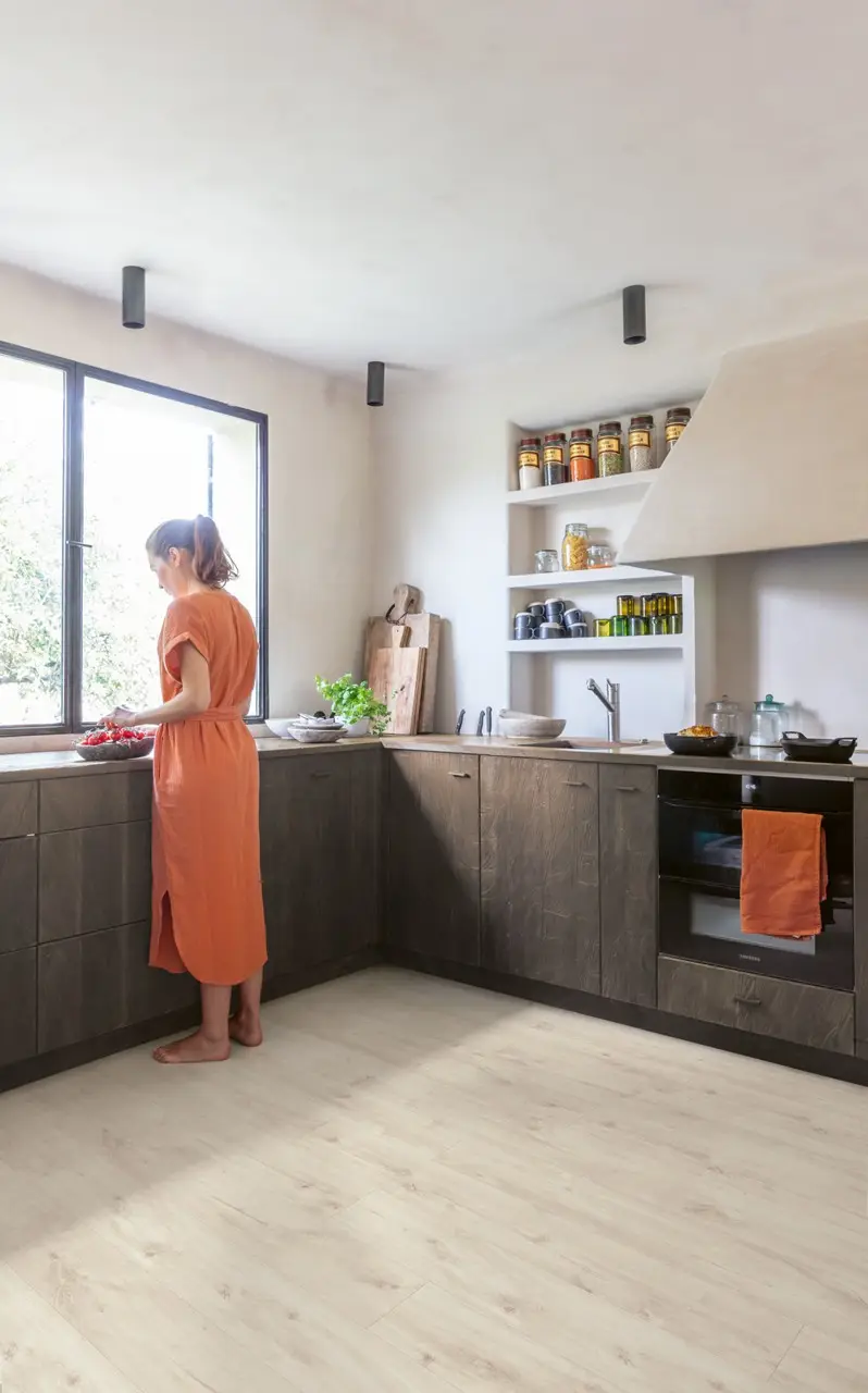 Ruimte met de pvcvloer Quick-Step Blos Canyon beige eik