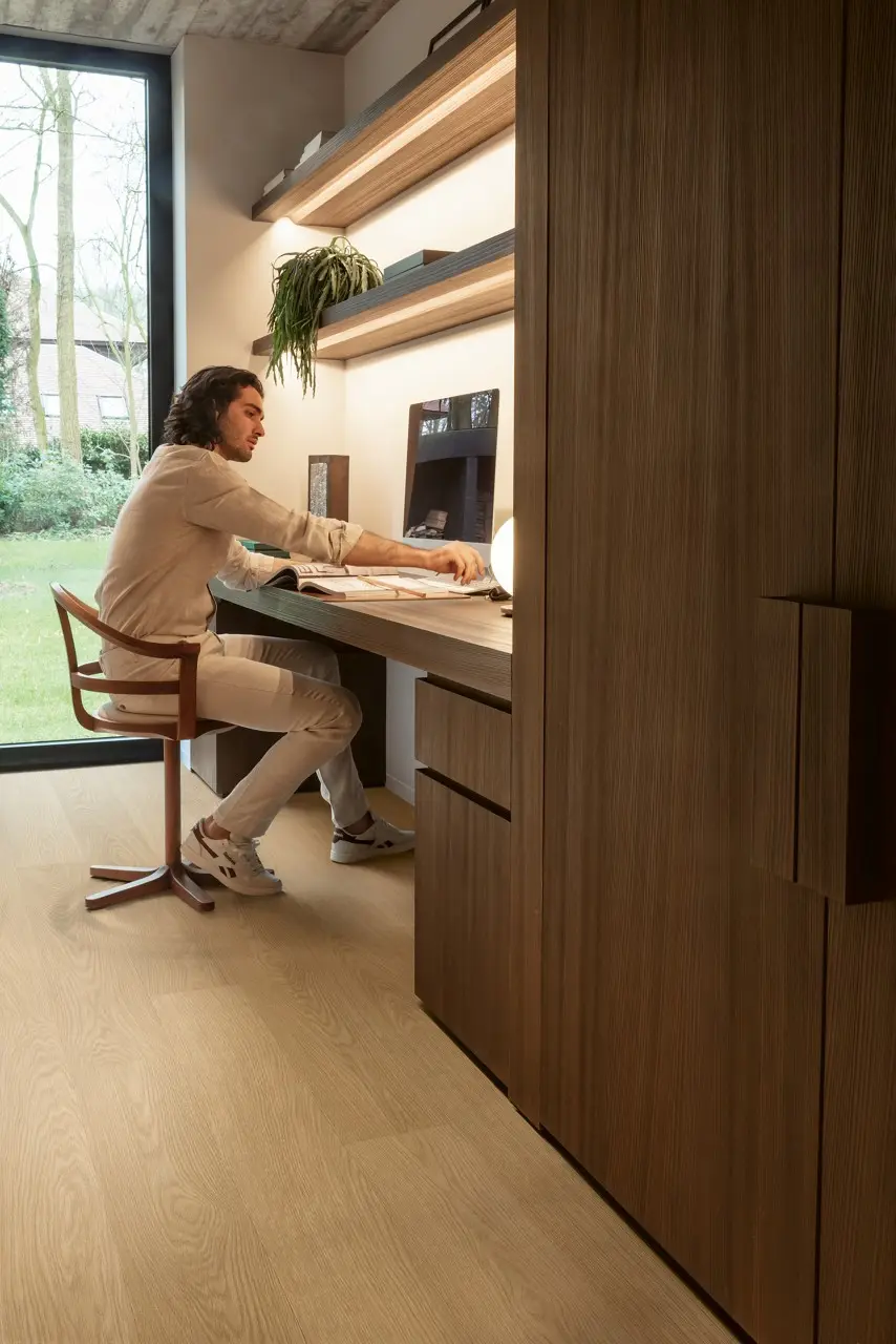 Ruimte met de pvcvloer Quick-Step Blos Peperkoek eik