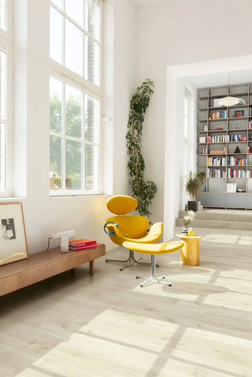 Ruimte met de pvcvloer Quick-Step Blos base Canyon beige eik