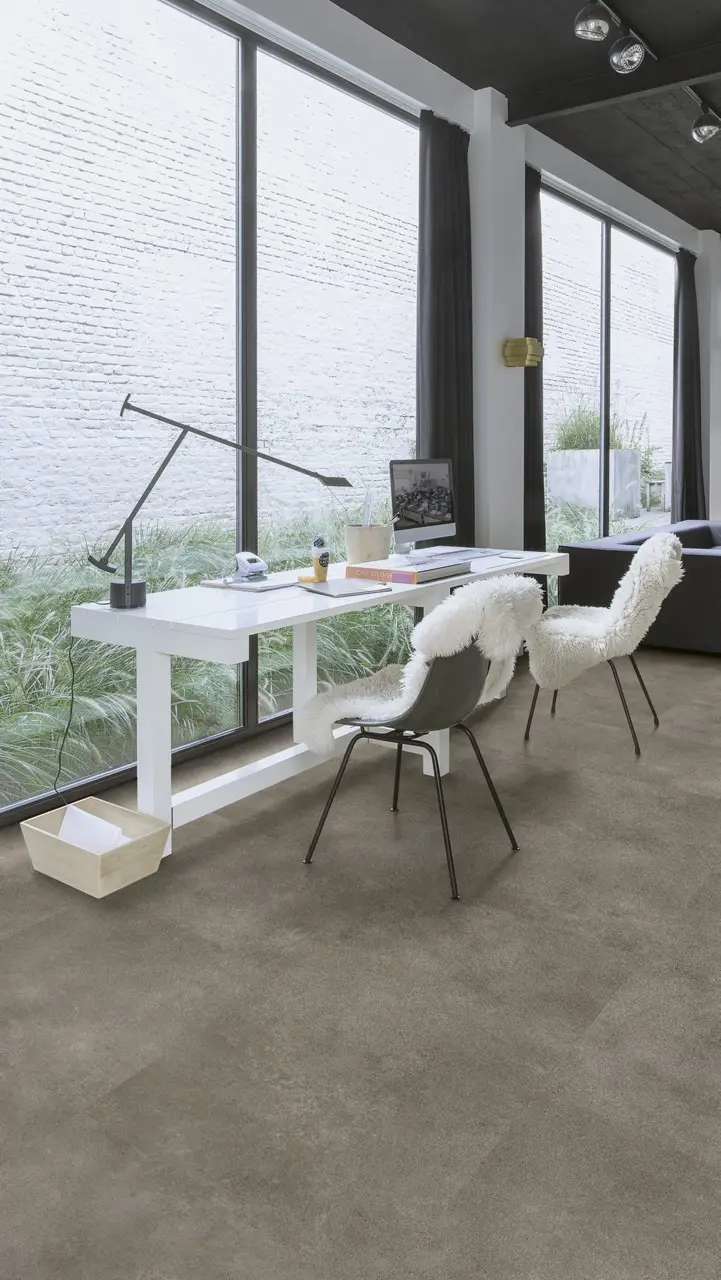 Ruimte met de pvcvloer Quick-Step Blush Cement antraciet
