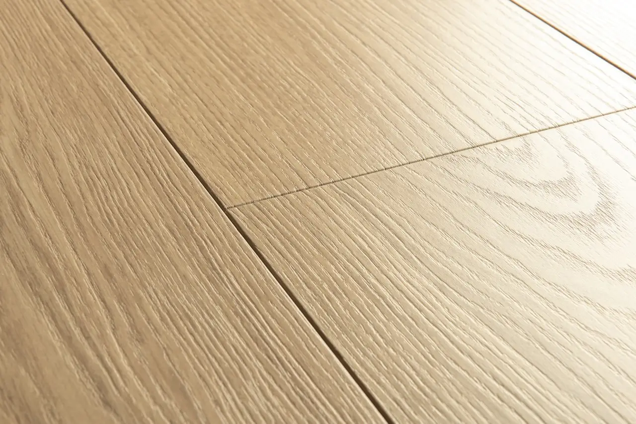 Close-up van de structuur van Quick-Step Capture Beigegeverniste eik