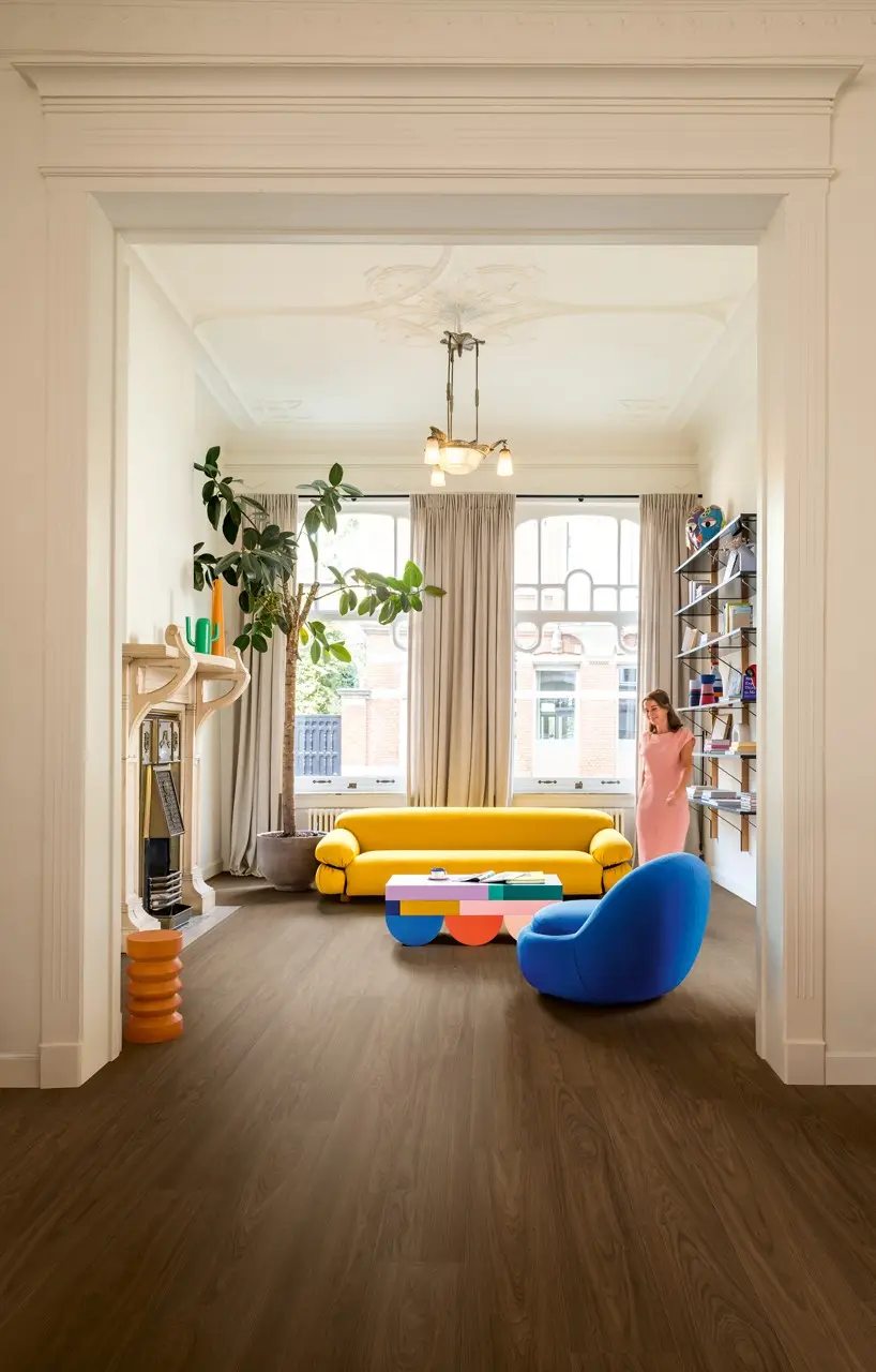 Ruimte met de laminaatvloer Quick-Step Capture Chique notelaar