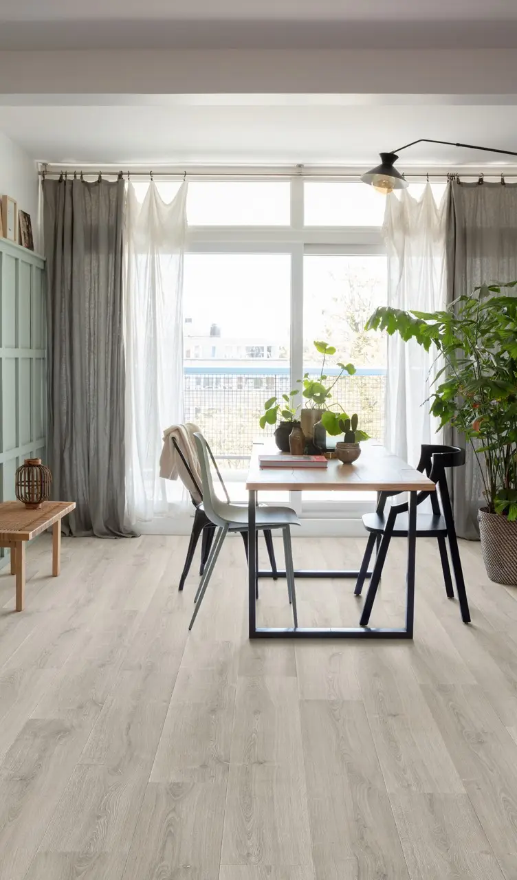 Ruimte met de laminaatvloer Quick-Step Capture Geborstelde grijze eik