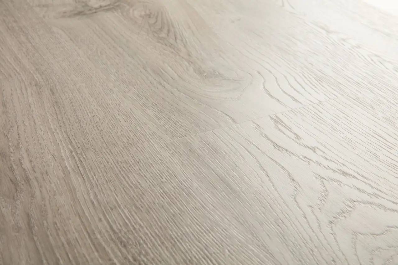 Close-up van de structuur van Quick-Step Eligna Newcastle grijze eik