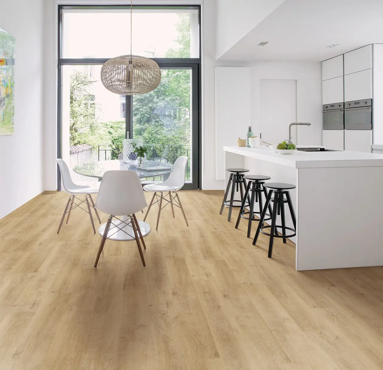Ruimte met de laminaatvloer Quick-Step Eligna Venetiaanse naturelle eik