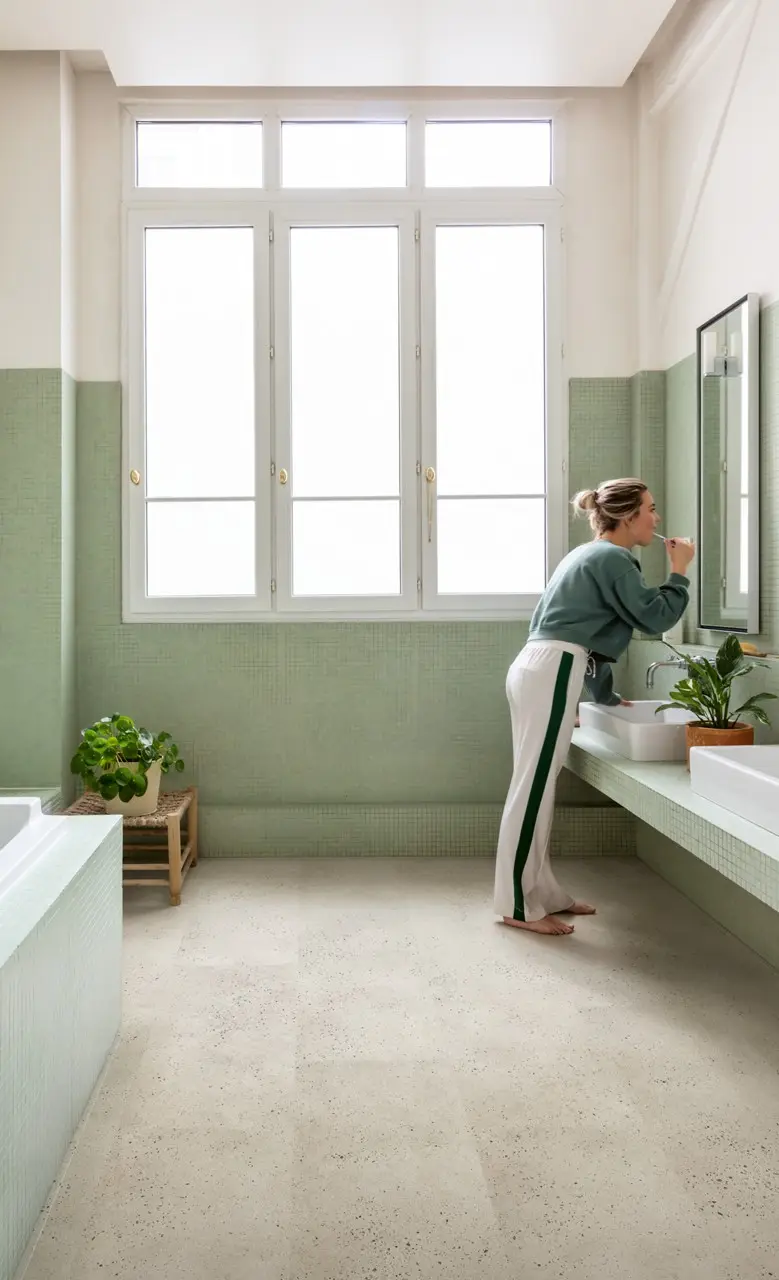 Ruimte met de pvcvloer Quick-Step Illume Oesterbeton