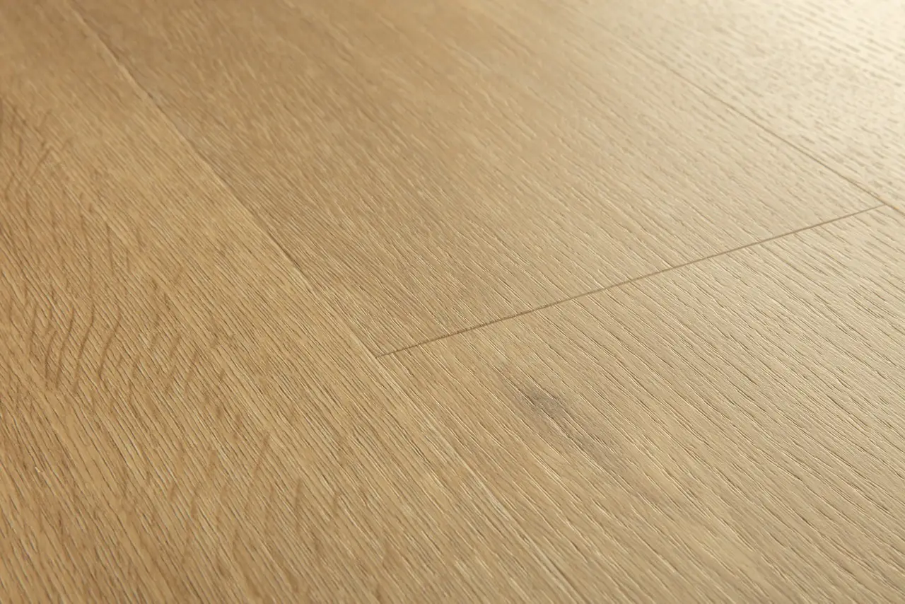 Close-up van de structuur van Quick-Step Liv Satijn eik medium naturel