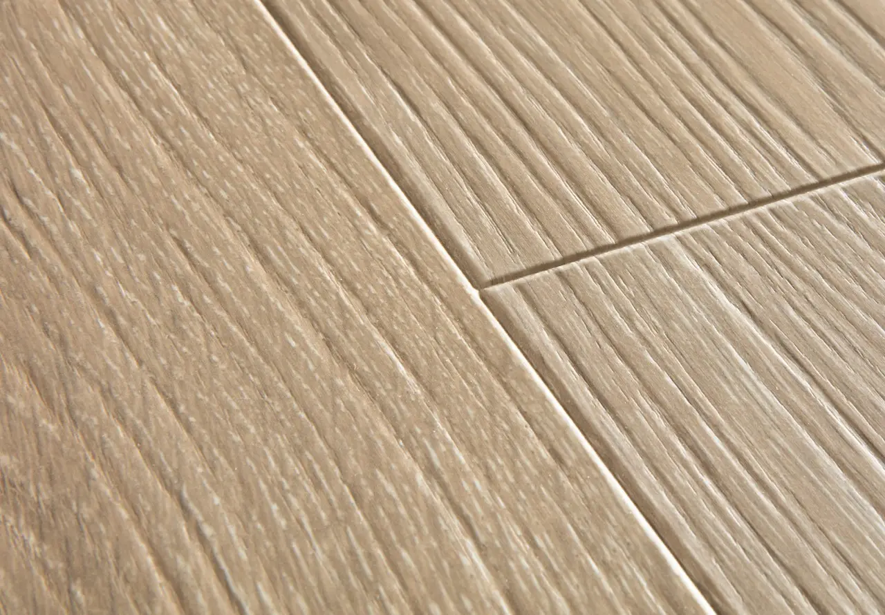 Close-up van de structuur van Quick-Step Majestic Vallei lichtbruine eik