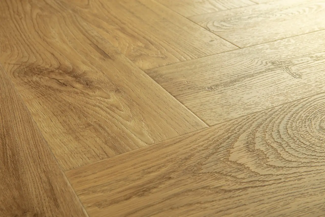 Close-up van de structuur van Quick-Step Pristine Herfst eik naturel